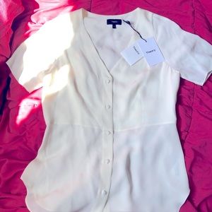 Theory Ivory Silk Blouse